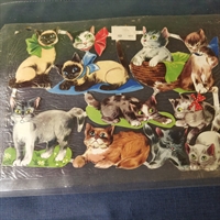 1 ark med katte og killinger, gamle glansbilleder